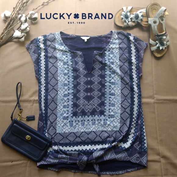 Lucky Brand Tops - 🍀Tie up knot blue relaxed shirt by lucky brand